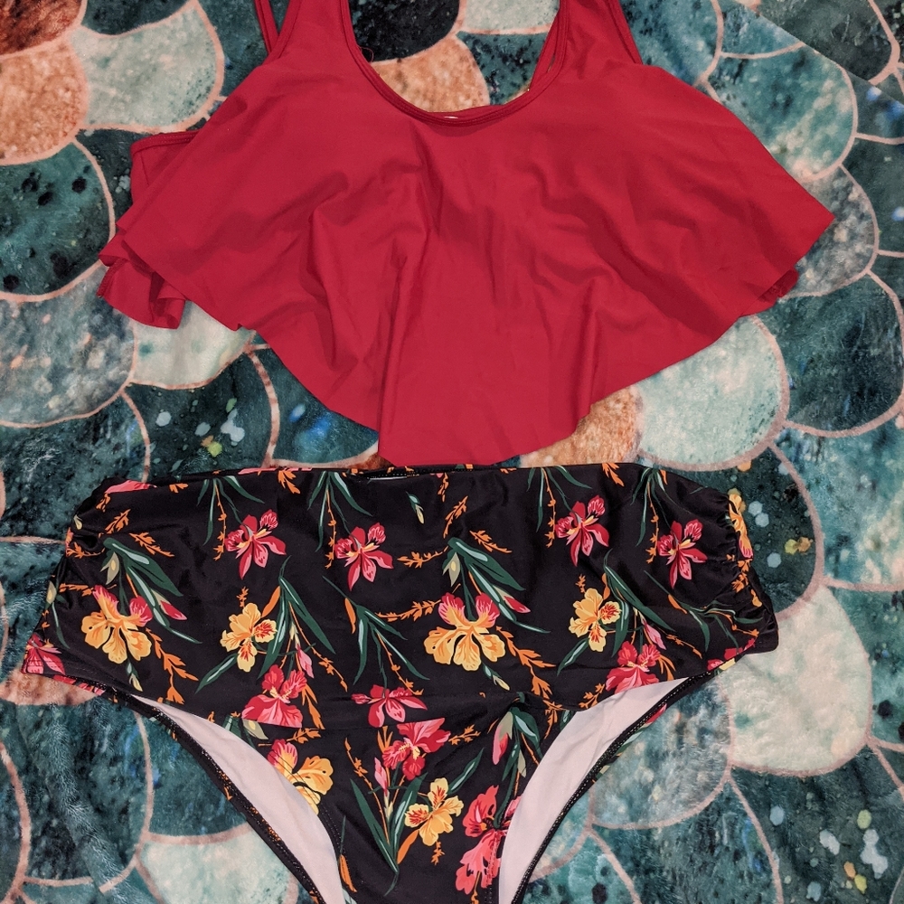 Rosegal Flounce top bathing suit